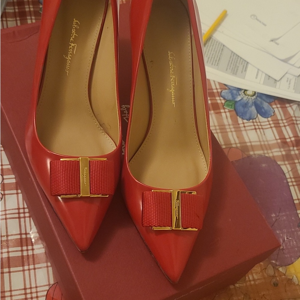Salvatore Ferragamo Pumps Zeri Women Leather Red Lipstick heels